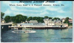 1940s Warren's Lobster House Kittery Main Linen Trade Card with Directions 177