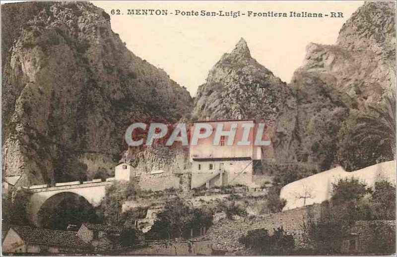 Old Postcard Menton Ponte San Luigi Frontiera Italiana