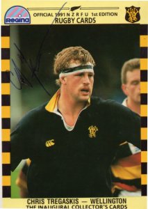 Chris Tregaskis Wellington Team Rugby 1991 Hand Signed Card Photo