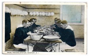 New Recruits at First Mess, Naval Training Station, Newport, RI Postcard