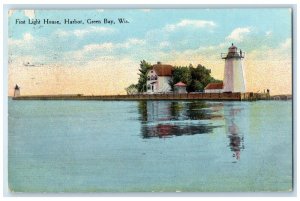 1910 First Light House Harbor Exterior Building Green Bay Wisconsin WI Postcard