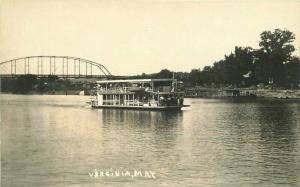 c1910 Riverboat Sternwheeler Virginia May Truss Girder Bridge RPPC Postcard