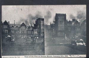 Lincolnshire Postcard - View of The Fire at Denton Manor, January 1906 -  T359