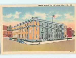 Unused Linen POST OFFICE SCENE Utica New York NY hs1187