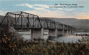 J40/ Lewiston Idaho Postcard c1910 Steel Wagon Bridge Clearwater River  198