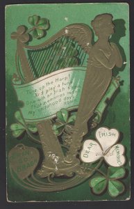 Erin Go Bragh - Dear Irish Memories - Tune up the Harp embossed pm1909 ~ DB