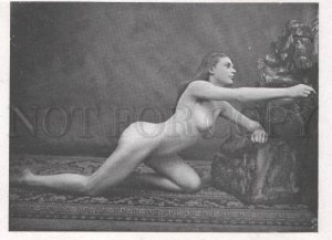 092723 ART NOUVEAU FRENCH NUDE RISQUE GIRL long hair Vintage