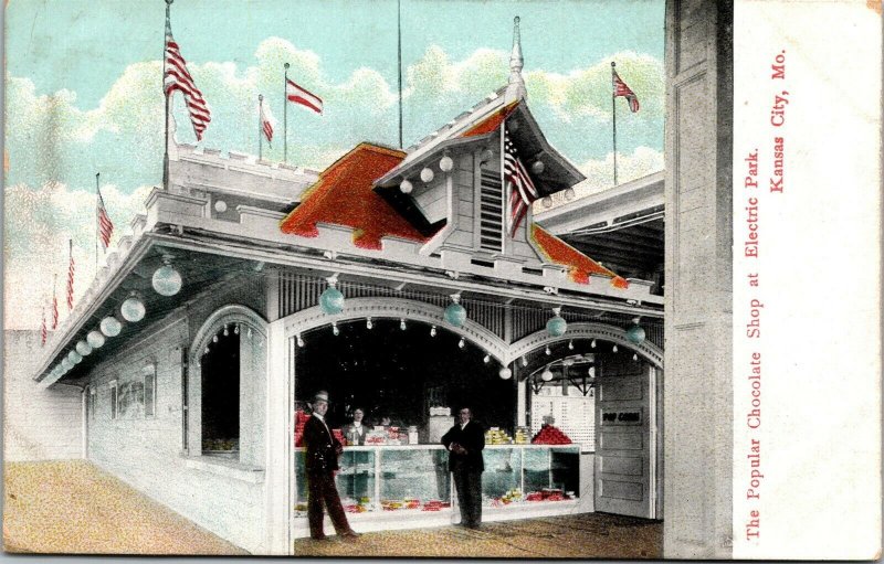 Vtg Kansas City Missouri MO Chocolate Shop at Electric Park 1910s Postcard