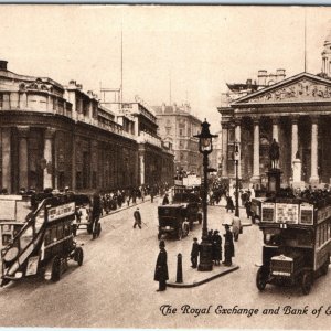 c1900s London, England Bank Royal Exchange Bus Tram Street Cat Truck +Wheels A82