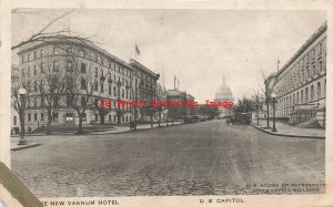 Washington DC, New Varnum Hotel, US Capitol, 1918 PM, Albertype
