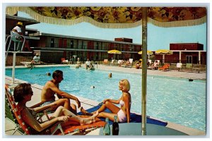 c1960's Pool Scene Hilltop Motor Inn Baltimore Maryland MD Vintage Postcard 