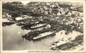 Auckland New Zealand Harbor Ships AIR MAIL Used Real Photo Postcard