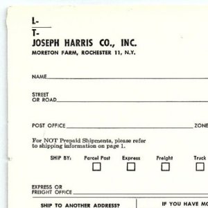 1961 JOSEPH HARRIS CO MORETON FARM ROCHESTER NY GARDEN SEEN ORDER FORM Z5538