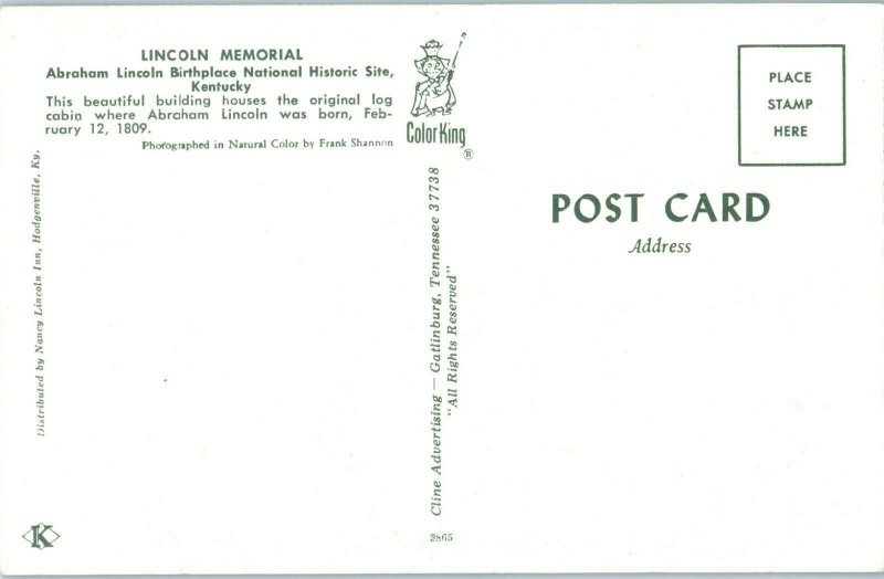 Lincoln National Memorial Kentucky Postcard
