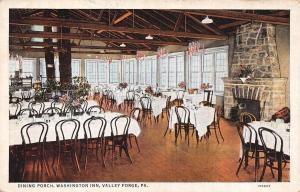 VALLEY FORGE, PA  Pennsylvania  WASHINGTON INN Dining Porch  1936 Linen Postcard