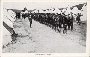 Valcartier Camp QC Canada Military Soldiers 'Falling In' Litho Postcard H36