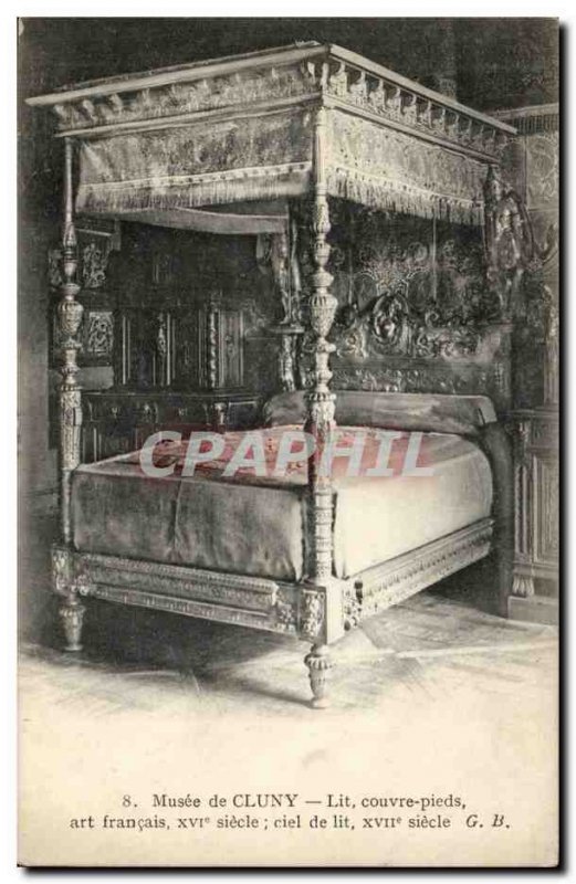 Paris Old Postcard Musee Cluny bed covers feet french art 16th 17th cield e bed