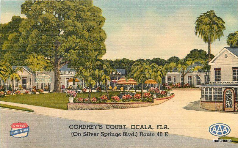 1940s  Cordrey's Court OCALA FLORIDA Linen HARTMAN Postcard 16-72