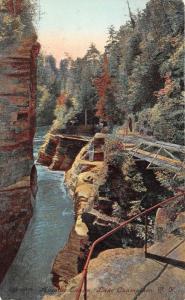 Ausable Chasm-Lake Champlain New York~Man on Walkway Approaching Bridge~1910 PC