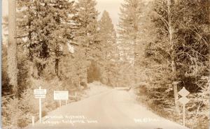 RPPC  REDWOOD HIGHWAY, CA California/Oregon BORDER c1930sPatterson #900 Postcard
