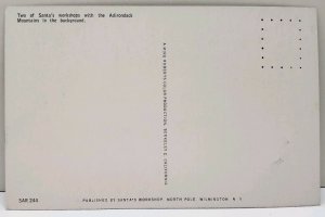 Wilmington NY Two of Santa's Workshops, Snow Scene Adirondack Mtns Postcard A19