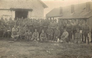 Military World War 1 Soldiers Group Outside RPPC 06.77