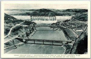 Spokane WA-Washington, Grand Coullee Dam Columbia River Vintage Postcard