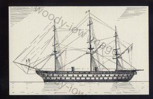 pen022 - Original Pen & Ink Postcard - French Warship - Napoleon , built 1850