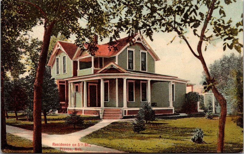 Postcard Residence on Fifth 5th Street in Pierce, Nebraska~137069