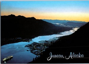 Aerial View Juneau Alaska w Cruise Ship Postcard