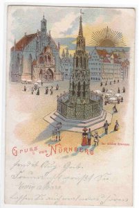 Der Schone Brunnen Gruss Aus Nurnberg Germany Litho 1901 postcard