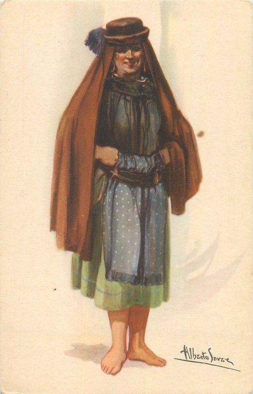 Postcard Portuguese Ethnic type  folk vintage clothing