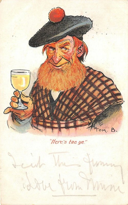 Lot110 here s tae ye comic man drinking tom b artist signed postcard uk