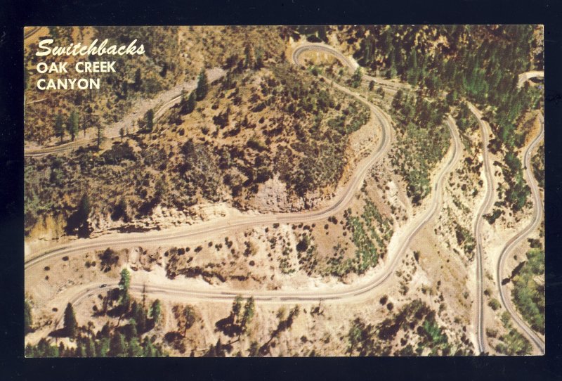 Flagstaff-Sedona,  Arizona/AZ Postcard, Switchback Road, Oak Creek Canyon, 1968!