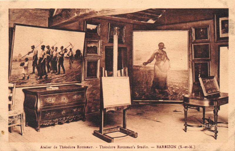 BARBIZON FRANCE STUDIO ATELIER~ PAINTER THEODORE ROUSSEAU~PATRAS SEPIA POSTCARD