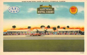 Titusville, FL Florida  RIVER PALMS HOTEL COURT  Roadside Motel  LINEN Postcard