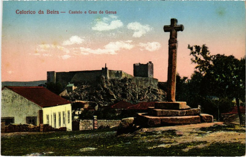 PC CPA MOZAMBIQUE, CELORICO DA BEIRA, CASTELO E CRUZ, VINTAGE POSTCARD (b20813)