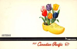 Canadian Pacific Airlines Advertising Amsterdam Wooden Shoe Tulips PC AA69501