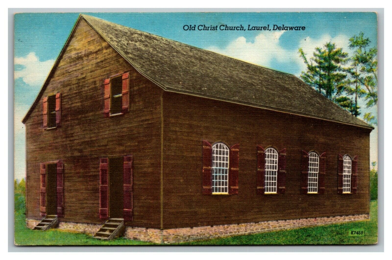 Vintage 1930's Postcard Old Christ Church Chipman's Pond Laurel