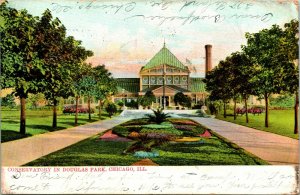 Vtg Postcard 1907 UDB Conservatory In Douglas Park - Chicago, Illinois