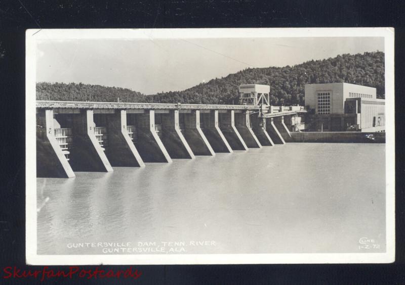 RPPC GUNTERSVILLE ALABAMA TENNESSEE RIVER DAM VINTAGE REAL PHOTO POSTCARD