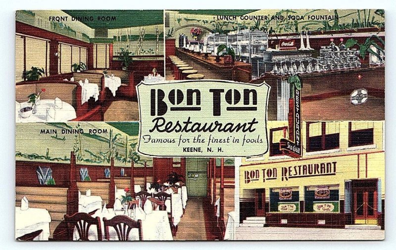 KEENE, NH New Hampshire~ BON TON RESTAURANT c1950s Cheshire County Postcard