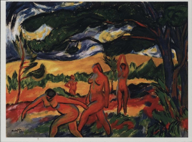 Art, Max Pechstein, 1911, Under the Trees, Greeting Card, NCC002