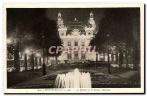 Monaco Monte Carlo Old Postcard Night Gardens and casino lights