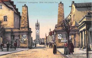 Ludwigsplatz Clock Tower Straubing Bavaria Germany 1910c postcard
