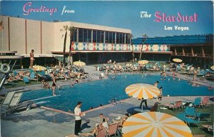 1950s The Las Vegas Stardust Hotel Big Dipper Swimming Pool Vtg Postcard