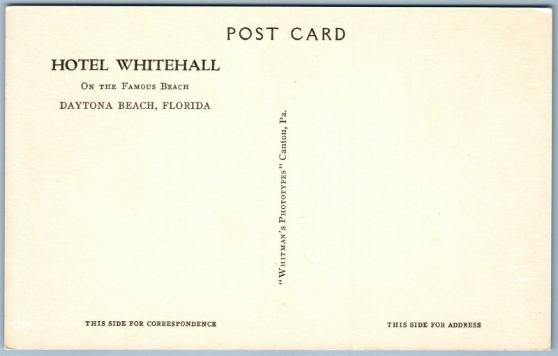 DAYTONA BEACH FL HOTEL WHITEHALL ANTIQUE POSTCARD