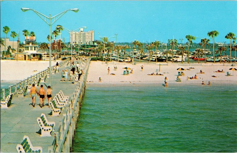 Clearwater Beach Big Pier 60 West Coast Florida Tourist Gulf Mexico Postcard Vtg