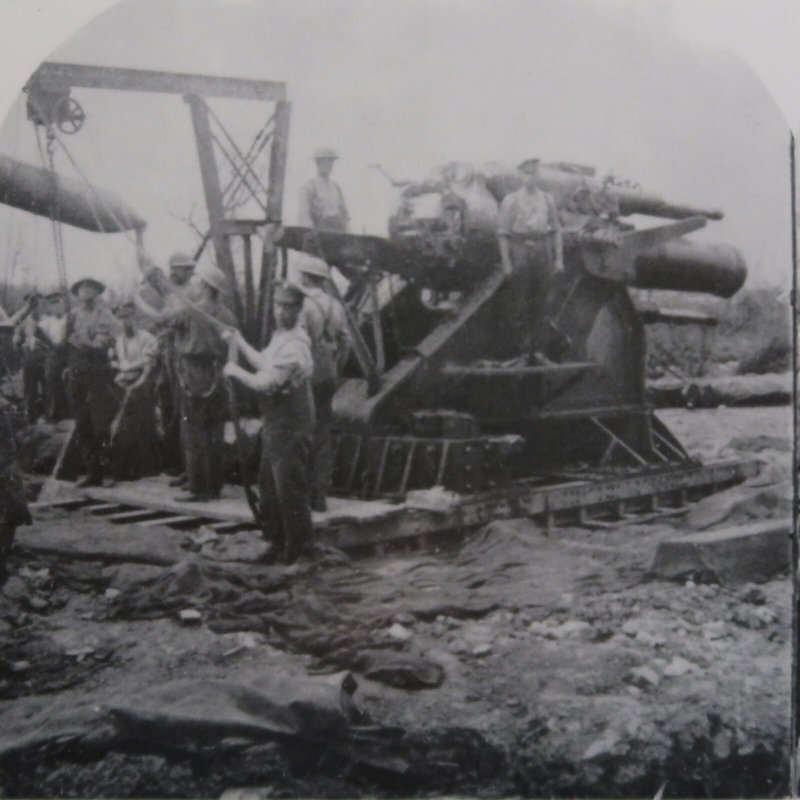 World War 1 Grannie American Cannon Shell Hoisted Stereoview Keystone A3