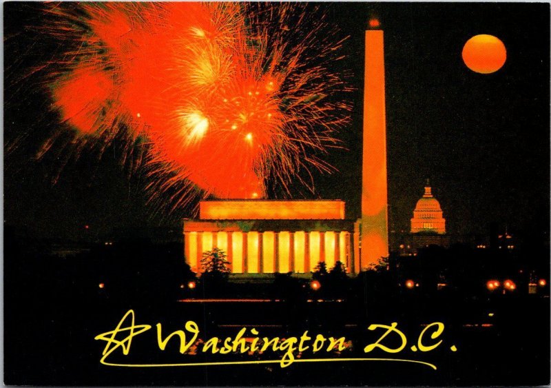 Washington D C Fireworks and Full Moon